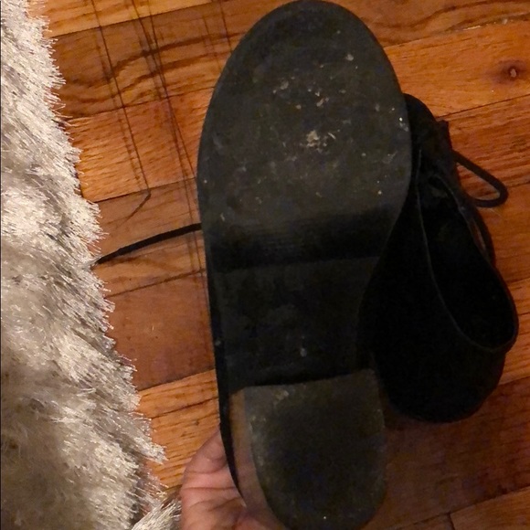 Black perforated faux suede block heels - Picture 5 of 5